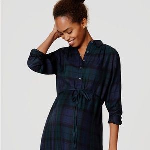 🍂SALE🍂 Loft Plaid Tie-Waist Shirtdress EUC